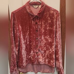 J. Jill Pink Velvet Button Down